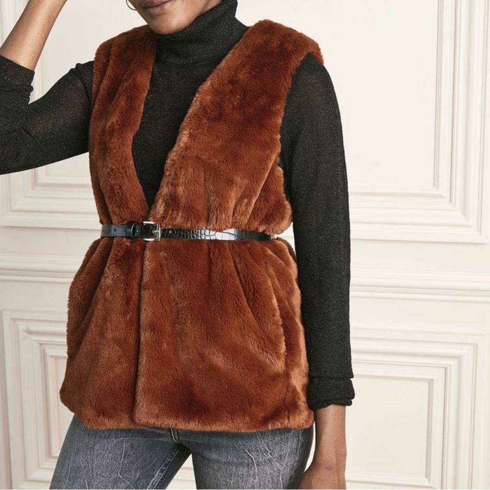 Stella & Dot Faux Fur Brown Vest